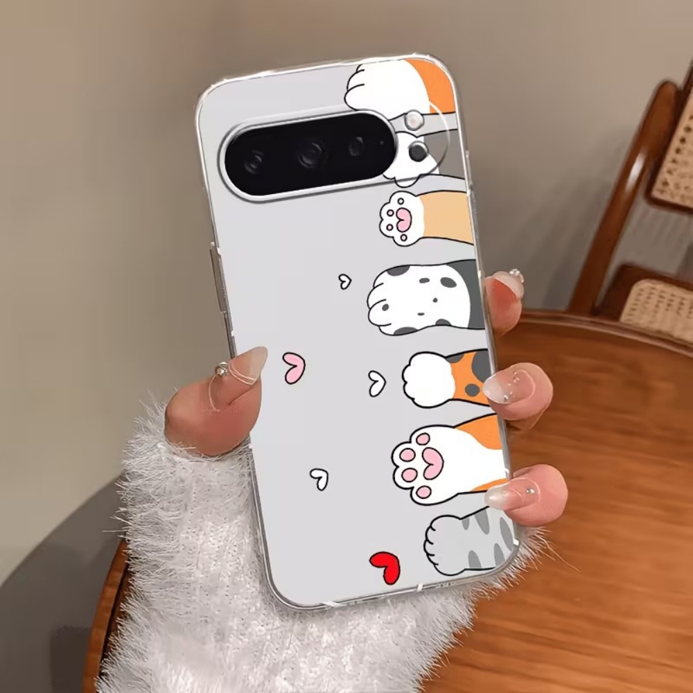 Google Pixel 9 - غطاء هاتف سيليكون شفاف بتصميم مخلب
