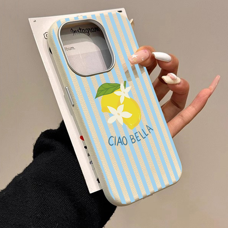 Samsung Galaxy S24 - تصميم ريترو مخطط بالليمون مناسب لهاتف